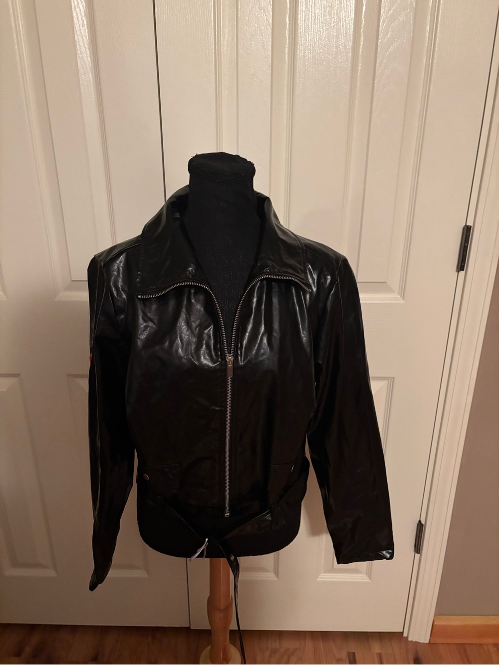 CHUCKY BLACK  FAUX LEATHER JACKET SIZE XL
